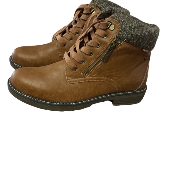 New Muk Luks Brown Ankle Boots with Knit Cuff - Picture 6 of 12